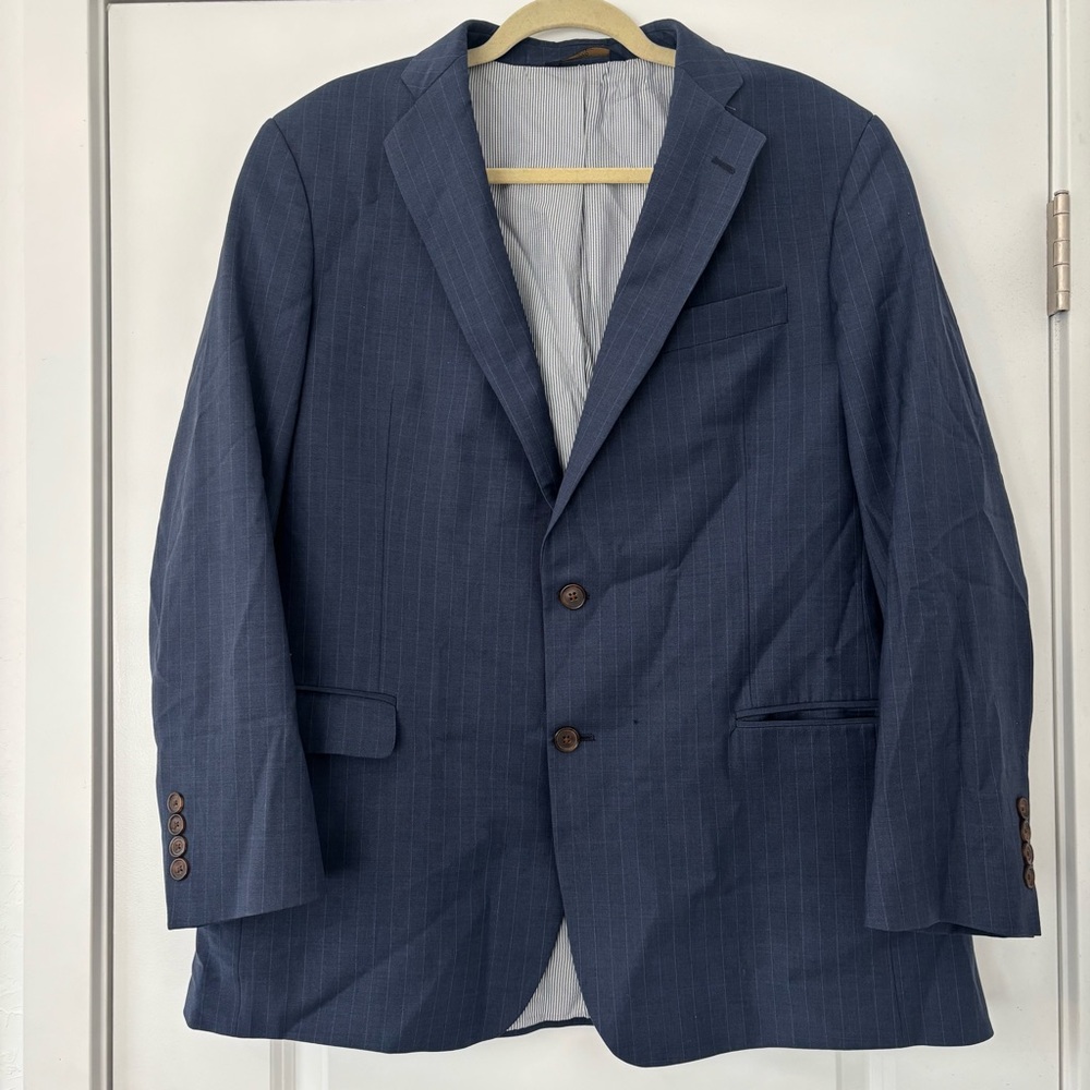 346 Brooks Brothers Explorer Fitzgerald Slim Navy Wool Suit Jacket Sport Coat
